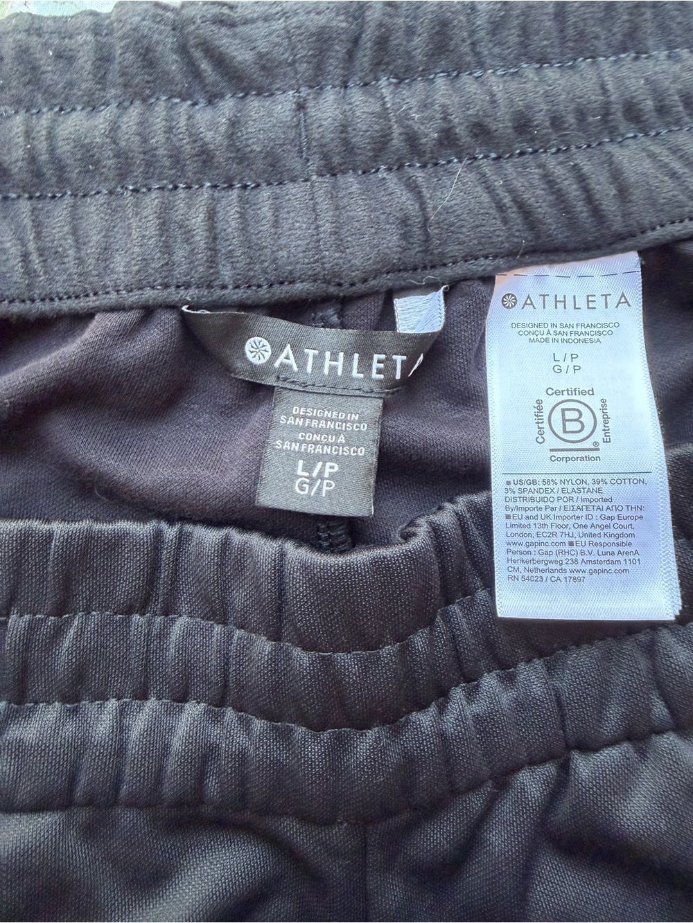 NWT Athleta Tempo Mid Rise Wide Leg Track Pant Black with White Stripe LP Petite - Picture 4 of 10